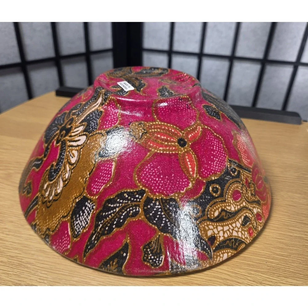 Multicolor Hand Painted Floral‎ Design Ceramic Bowl Made in Indonesia 3.75